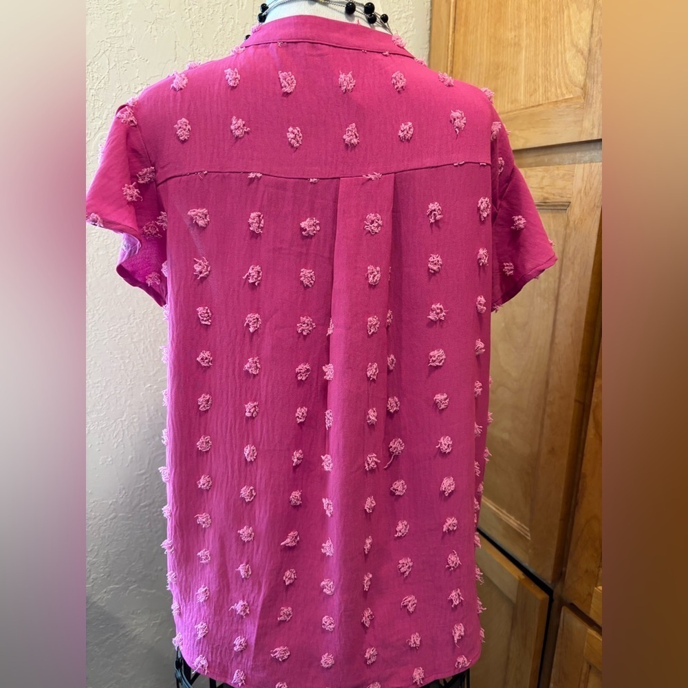 Pink Textured Women's Top - Picture 3 of 8